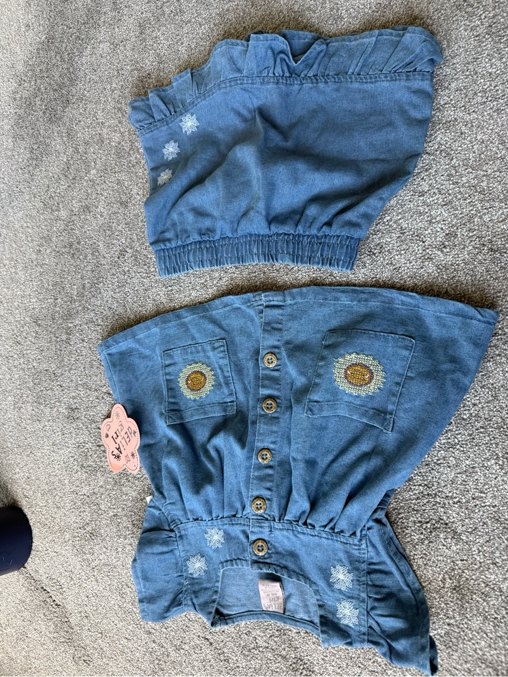 dELiA*s Blue Denim Sunflower Embroidered Skirt Set